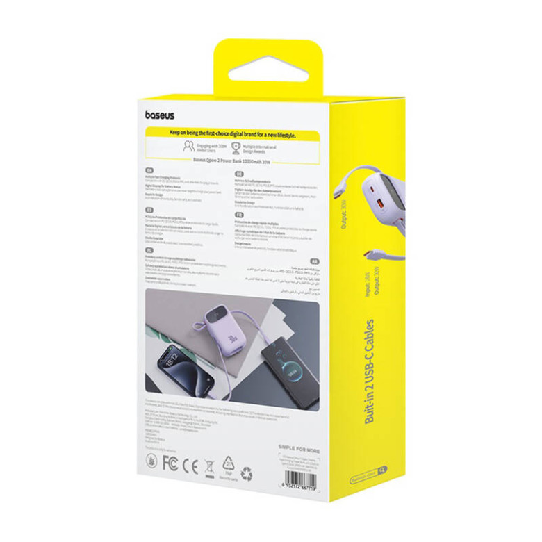 Powerbank Baseus QPow 2 10000mAh 30W 2xUSB-C (purple)