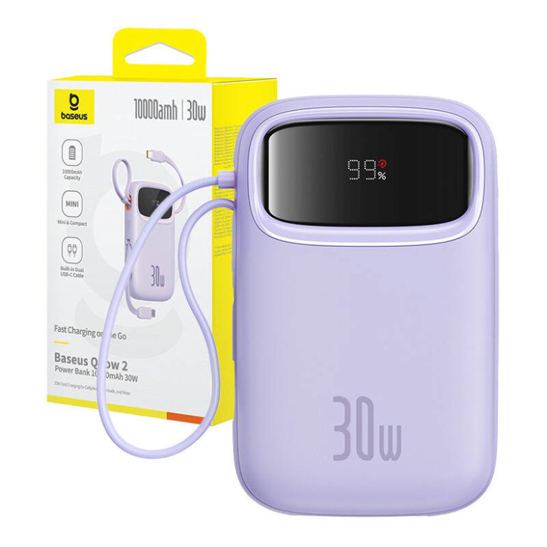 Powerbank Baseus QPow 2 10000mAh 30W 2xUSB-C (purple)