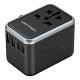Universal Travel Adapter 65W Vention FJFB0 GaN 2xUSB-C 2xUSB-A (black)