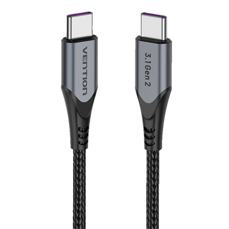 USB-C to USB-C Cable 100W Vention TAHHF 5A 1m USB 3.1 Gen2 4k (gray)