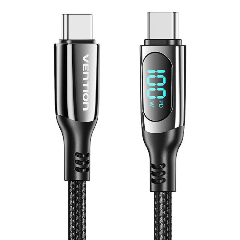 Vention TAYBAV USB 2.0 C-C 100 W 5A 1.2M USB kábel (fekete) Vention TAYBAV USB 2.0 C-C 100 W 5A 1.2M USB kábel (fekete)