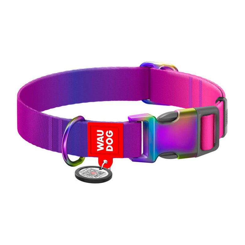 Waudog gradiens nejlon nyakörv QR kóddal, lila , XL méret Waudog gradiens nejlon nyakörv QR kóddal, lila , XL méret