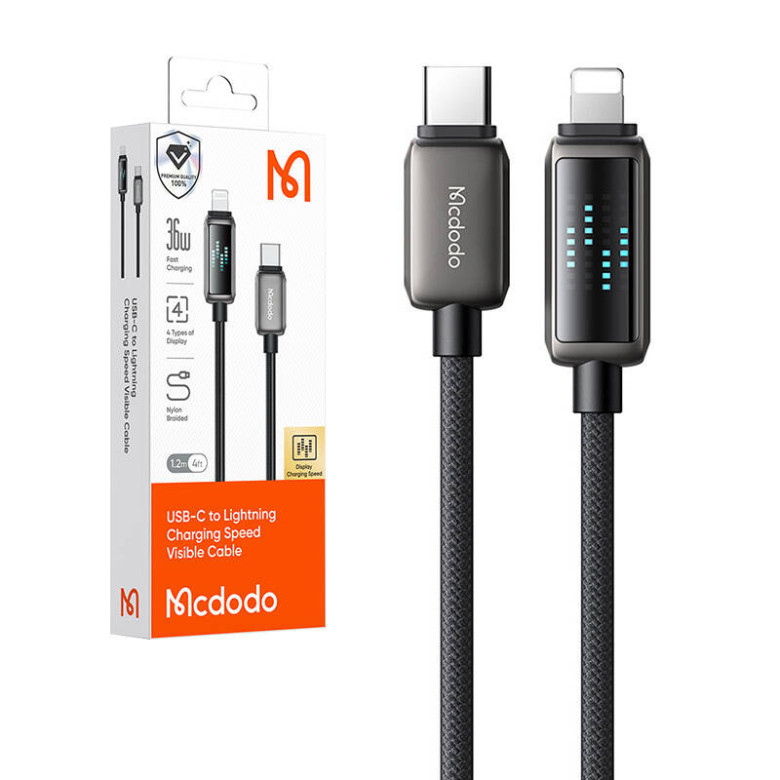 Mcdodo CA-2630 LED Display USB-C to Lightning 36W Data Cable 1.2m