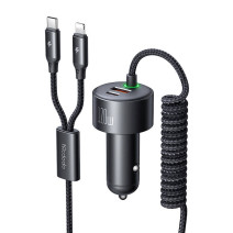 Mcdodo CC-0370 120W 1C+1A Car Charger with USB-C and Lighting retractable cables