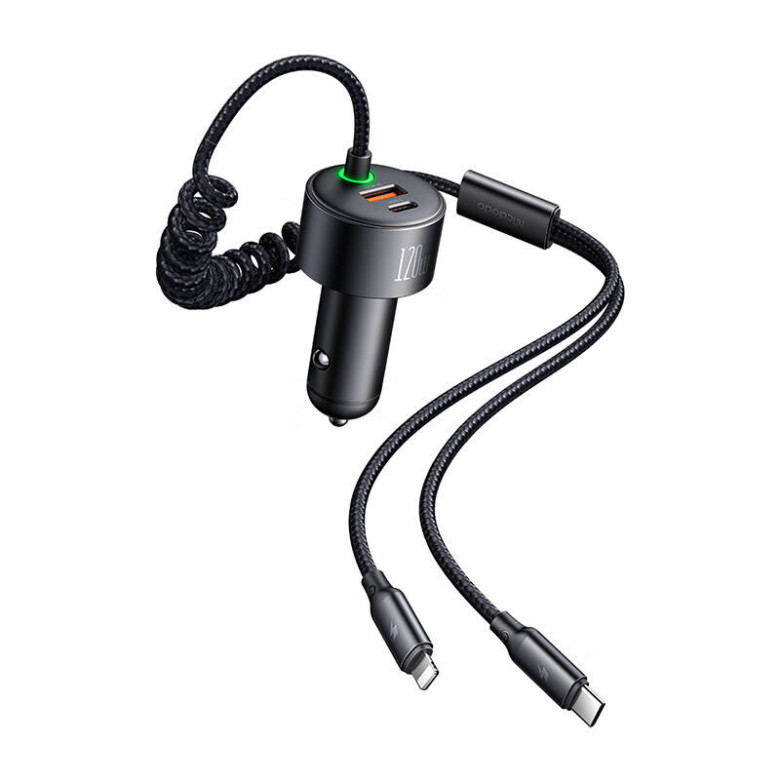 Mcdodo CC-0370 120W 1C+1A Car Charger with USB-C and Lighting retractable cables