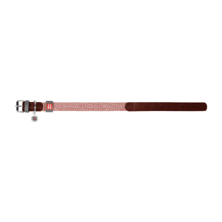 Leather dog collar with QR code Waudog size L w. 25mm, brown Leather dog collar with QR code Waudog size L w. 25mm, brown
