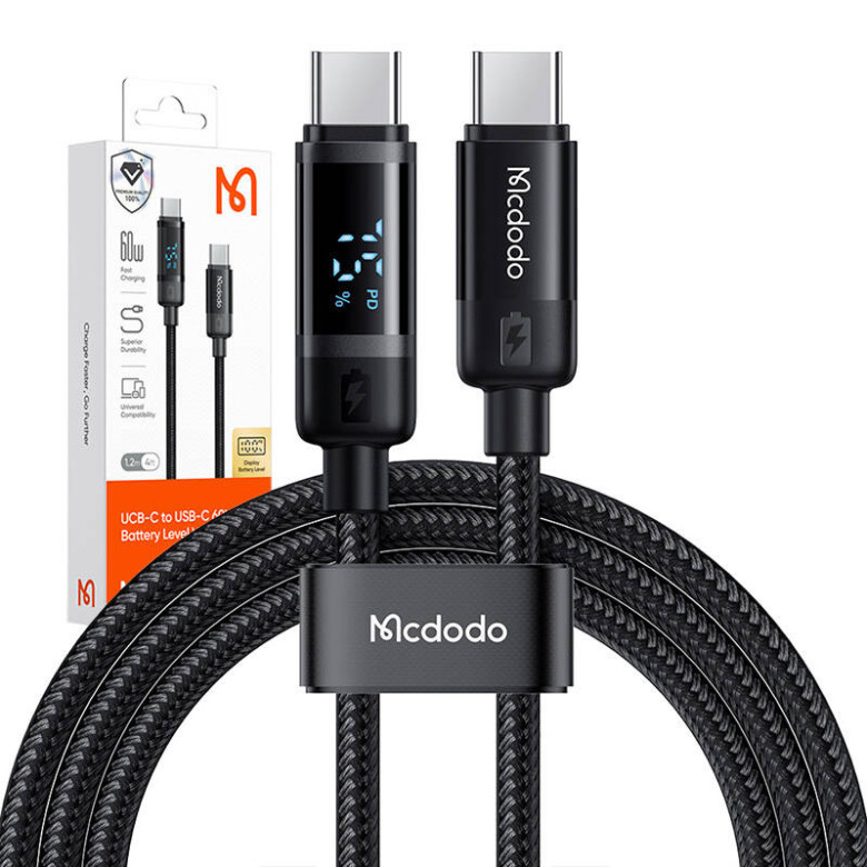 Mcdodo USB-C to USB-C 60W Data Cable CA-5780 1.2m (Black) Mcdodo USB-C to USB-C 60W Data Cable CA-5780 1.2m (Black)