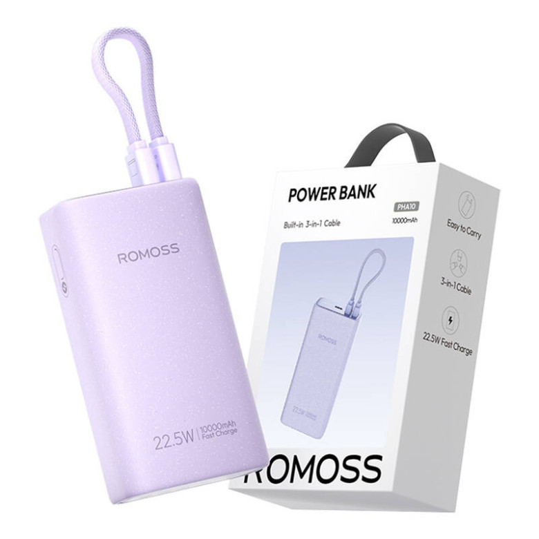 Powerbank Romoss PHA10 10000mAh 22.5W (lila) Powerbank Romoss PHA10 10000mAh 22.5W (lila)