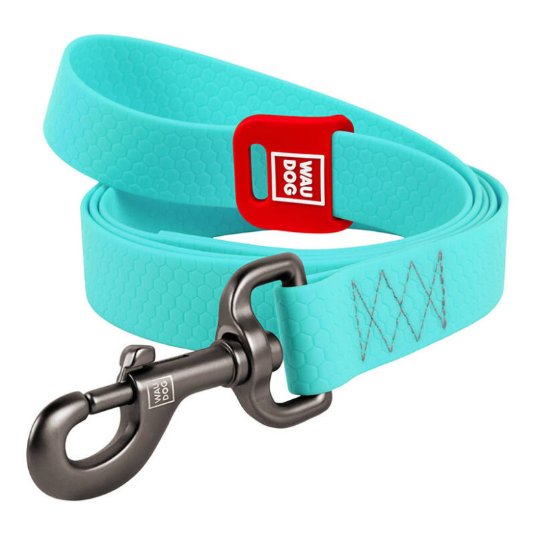 WAUDOG waterproof light accumulating dog leash, 20 mm wide, 183 cm long blue