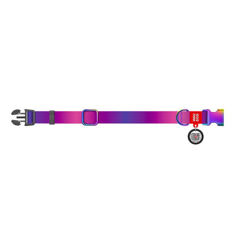 Nylon dog collar with QR code WAUDOG 15 mm wide, 25-35 cm long purple Nylon dog collar with QR code WAUDOG 15 mm wide, 25-35 cm long purple