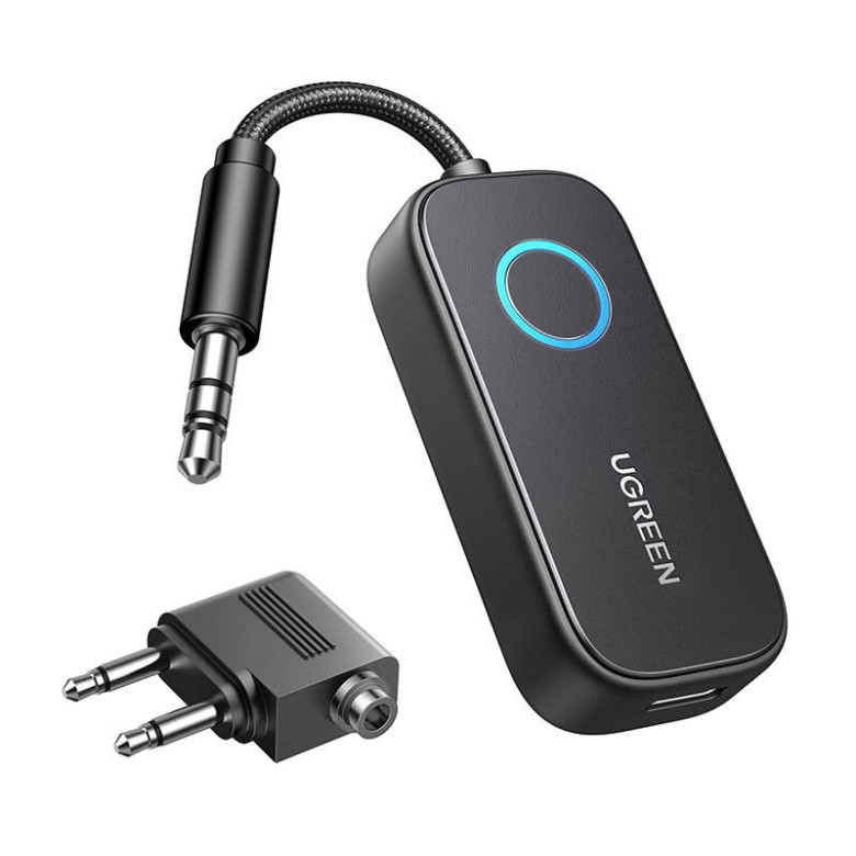 Bluetooth 5.3 receiver / transmitter Ugreen CM671, mini jack 3.5mm, 300mAh + airplane adapter Bluetooth 5.3 receiver / transmitter Ugreen CM671, mini jack 3.5mm, 300mAh + airplane adapter