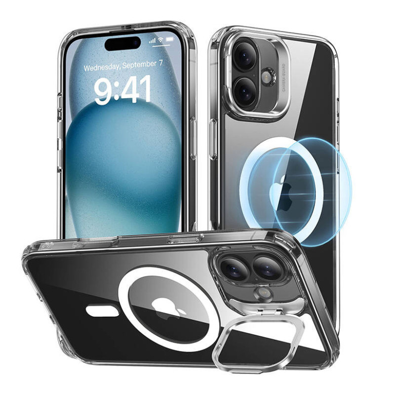 ESR Classic Hybrid case (HaloLock) with stand for iPhone 16 Plus (clear)