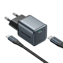 Vention GaN Charger USB-C 20W +1m USB-C-L Cable (Gray)