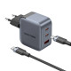 Vention GaN Charger USB-C+C+A 70W +1m USB-C-C Cable (Gray) Vention GaN Charger USB-C+C+A 70W +1m USB-C-C Cable (Gray)