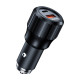 Fast Car Charger Choetech 63W Dual USB-C 45w+ USB-A 18w (black)