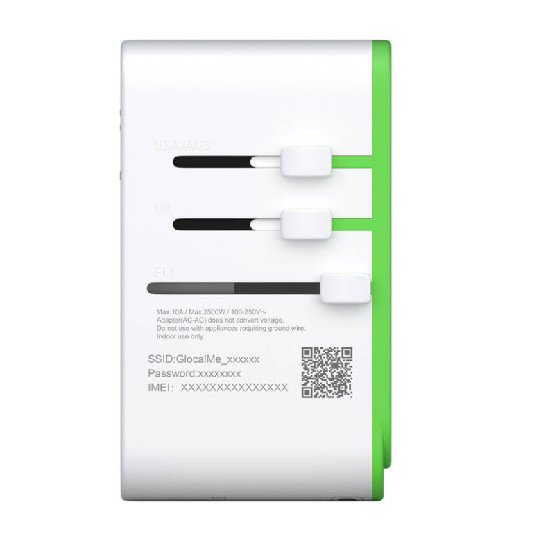 Roamplug adapter with 4G/LTE Wi-Fi hotspot GlocalMe