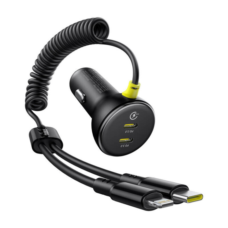 Car Charger 60W Baseus USB-C+Lightning Cable (Black) Car Charger 60W Baseus USB-C+Lightning Cable (Black)