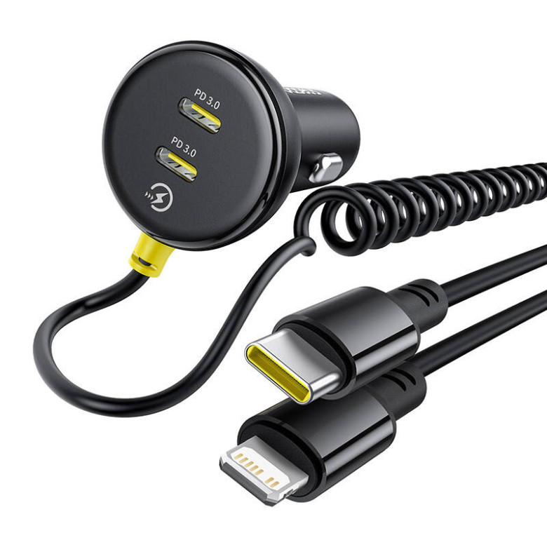 Car Charger 60W Baseus USB-C+Lightning Cable (Black) Car Charger 60W Baseus USB-C+Lightning Cable (Black)