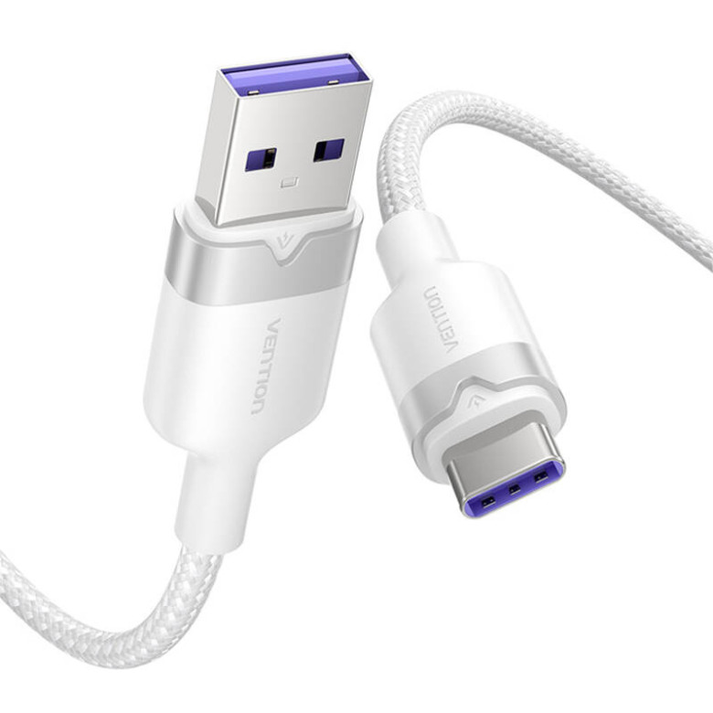 USB 2.0 A Male to C Male 6A Cable Vention CTOWH 2M (White) USB 2.0 A Male to C Male 6A Cable Vention CTOWH 2M (White)
