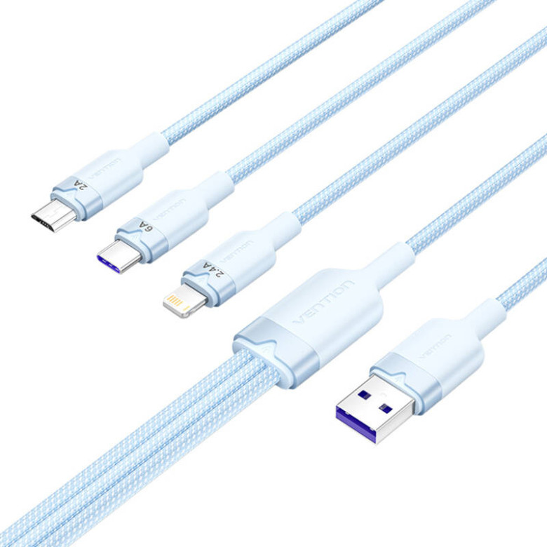 USB 2.0 A Male to 3in1 6A Cable Vention CTRLG 1.5M (Blue)