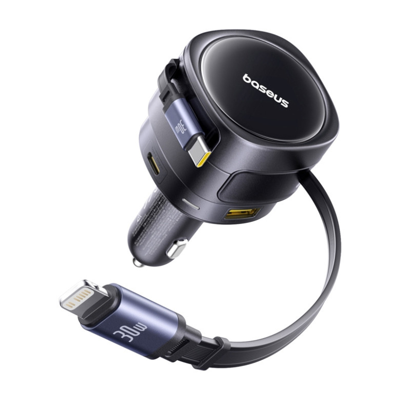 CarCharger Baseus C+L & U+C Port 90W Black CarCharger Baseus C+L & U+C Port 90W Black