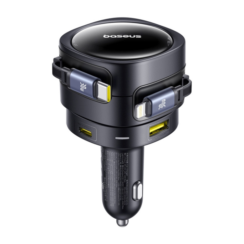 CarCharger Baseus C+L & U+C Port 90W Black CarCharger Baseus C+L & U+C Port 90W Black