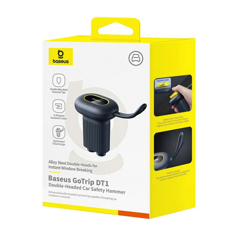 Car Safety Hammer Black Baseus GoTrip DT1 Double-Headed Car Safety Hammer Black Baseus GoTrip DT1 Double-Headed