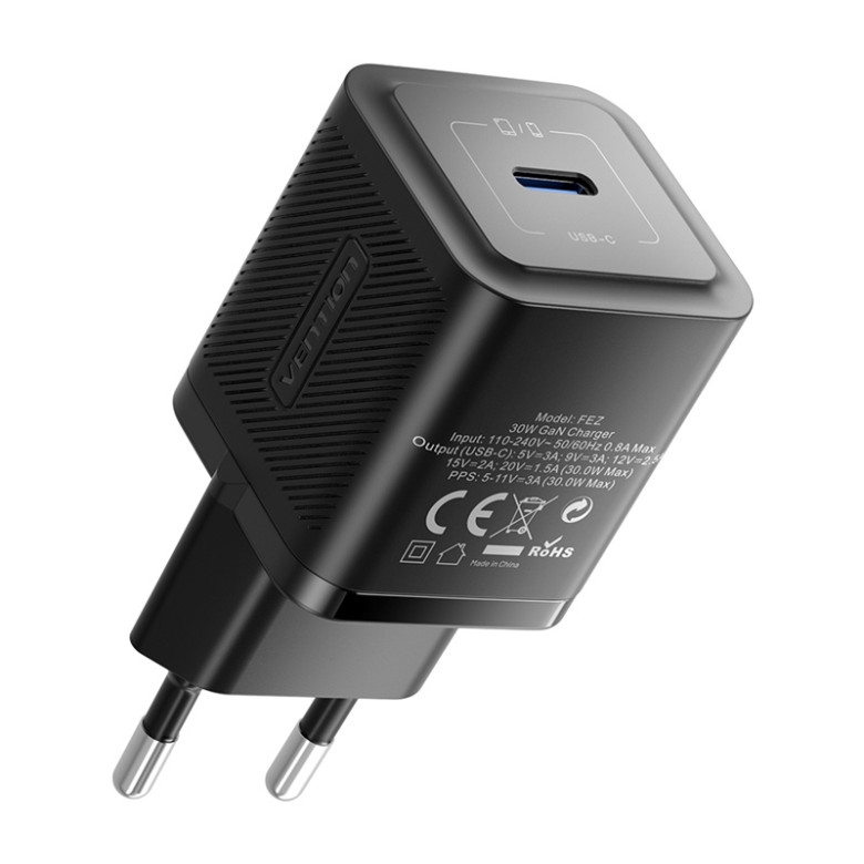 Vention FEZW0-EU USB-C GaN power charger (30W) (black) Vention FEZW0-EU USB-C GaN power charger (30W) (black)