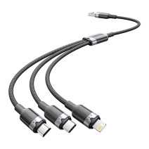USB 2.0 A hím és 3 az 1-ben USB-C, Lightning és Micro-B hím kábel Vention 3A CTPBG 1.5m USB 2.0 A hím és 3 az 1-ben USB-C, Lightning és Micro-B hím kábel Vention 3A CTPBG 1.5m