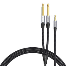 Audio cable 3.5mm male to 2x jack 6.35mm male Vention BARHL 10m