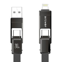 Cable USB 4in1 Blitzwolf BW-HDC7 USB+C+Lightning 240W 1,2m (black)