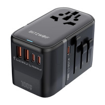 Travel Adapter 5in1 Blitzwolf BW-TA2 2xUSB PD + 2xC QC + C GaN 100W