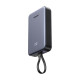 green PB505 20000mAh Power Bank, USB + USB-C, Built-in Cable, 20W (Gray)