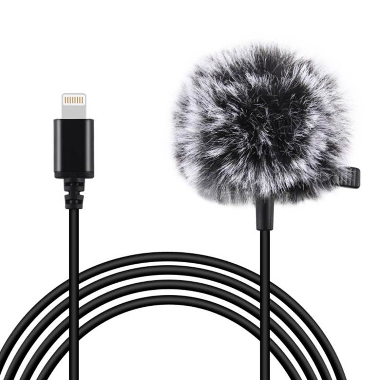 Microphone Puluz with clip PU426 1.5m 3.5mm Lightning