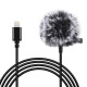 Microphone Puluz with clip PU426 1.5m 3.5mm Lightning