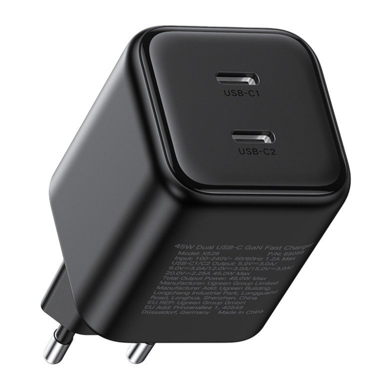 Charger Dual UGREEN USB-C 45W X526 (black)