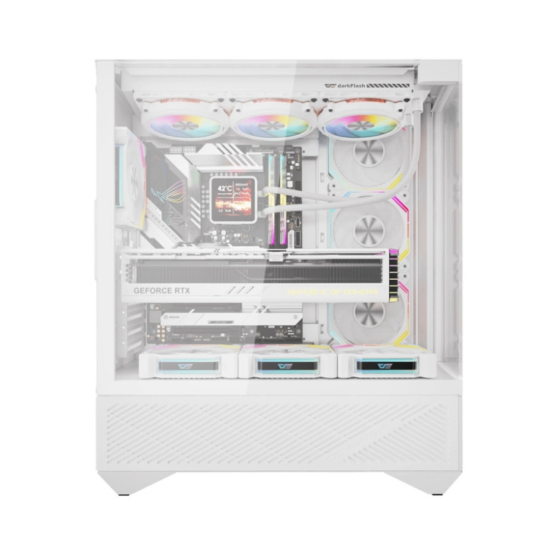 Darkflash DY460 számítógépház (fehér) + 4 ARGB ventilátorok