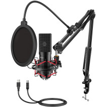 Fifine Condenser microphone with tripod T732 (black)
