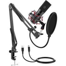 Fifine Condenser microphone with tripod T732 (black)