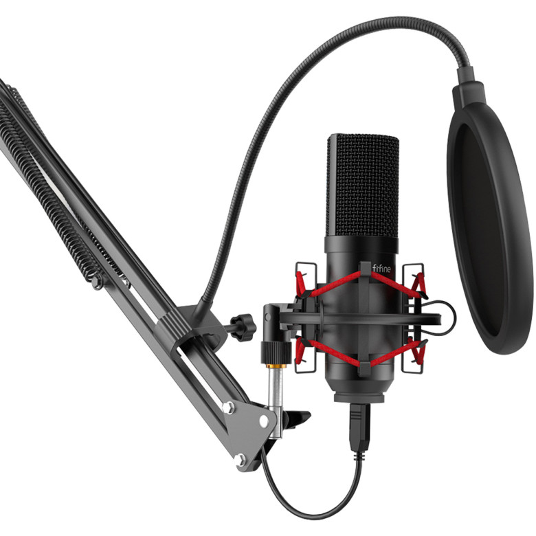 Fifine Condenser microphone with tripod T732 (black)