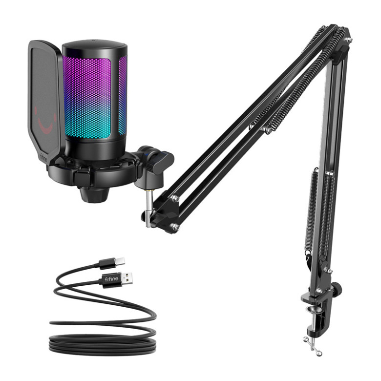 Fifine Gaming microphone with tripod A6T (Black)