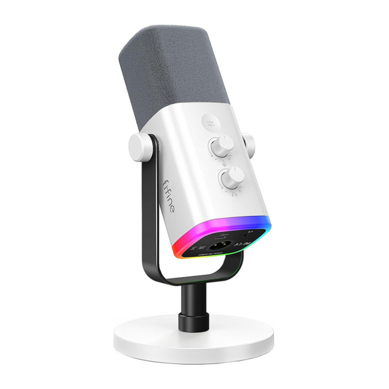 Fifine Dynamic microphone AMW8 with stand (white)