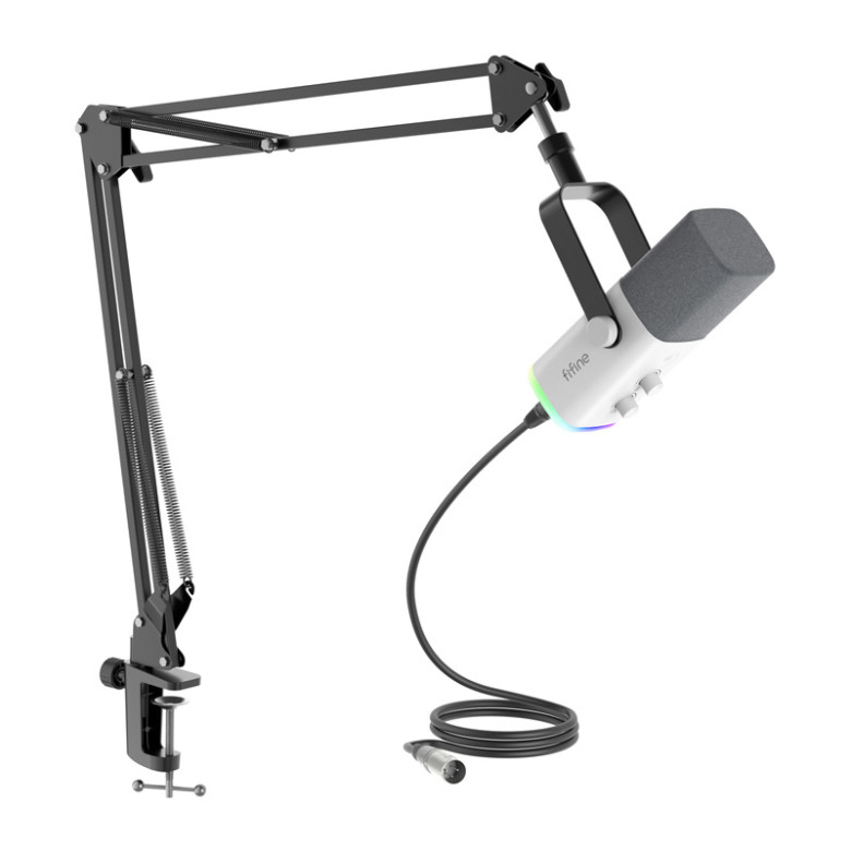Fifine Gaming microphone AM8TW with boom arm (white)