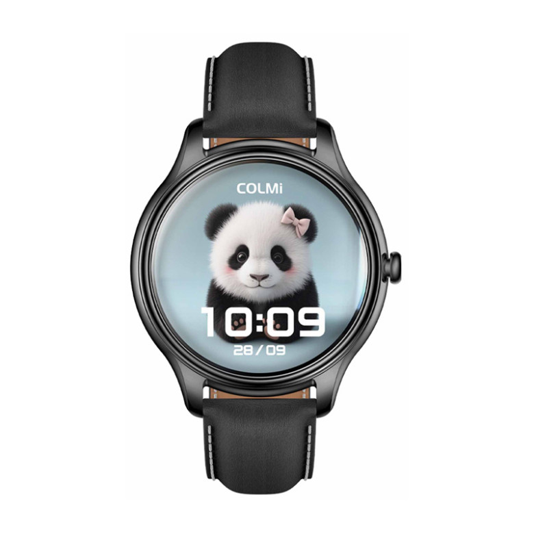 Smart Watch COLMI L28 (black silicone + black leather strap)
