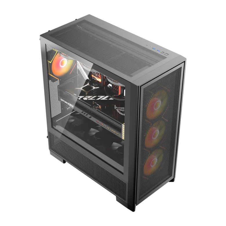 DarkFlash AIRNOVA számítógép-ház (fekete) + 3 ventilátor