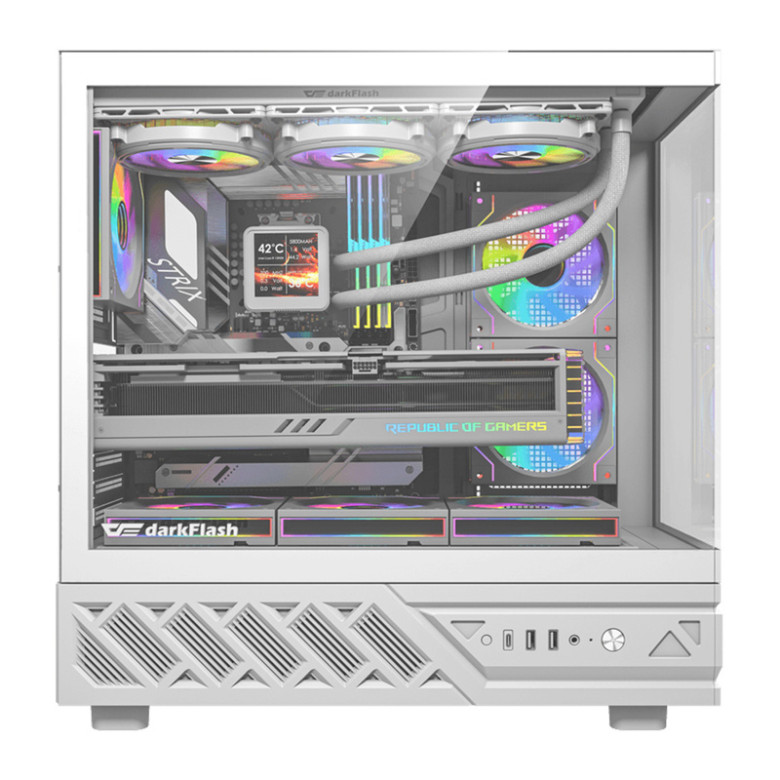 DarkFlash DS950 számítógép-ház (fehér) + 6 ventilátor