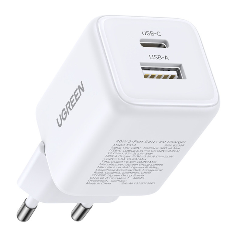 X514 20W USB USB-C GaN Charger White