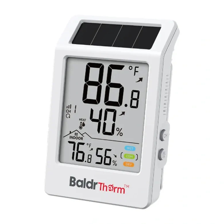 Solar-powered thermo-hygrometer
