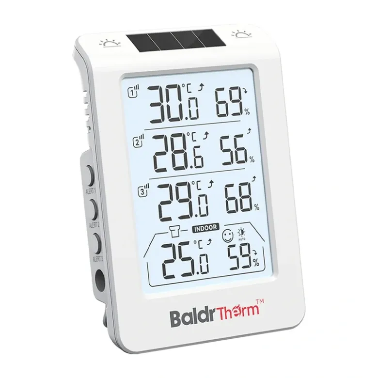 3-channel thermo-hygrometer with automatic backlight