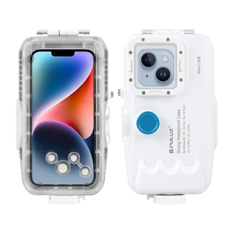 Case Puluz 40m Waterproof Diving Housing for iPhone with One-way Valve (White)